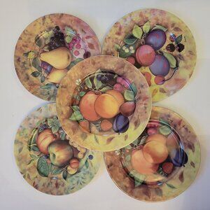 Set Of 5 St. Limoges Fruit-Themed Porcelain Plates Decorative Kitchenware